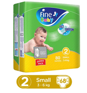 Fine Diapers Mega Pack Small Size2 68Pcs