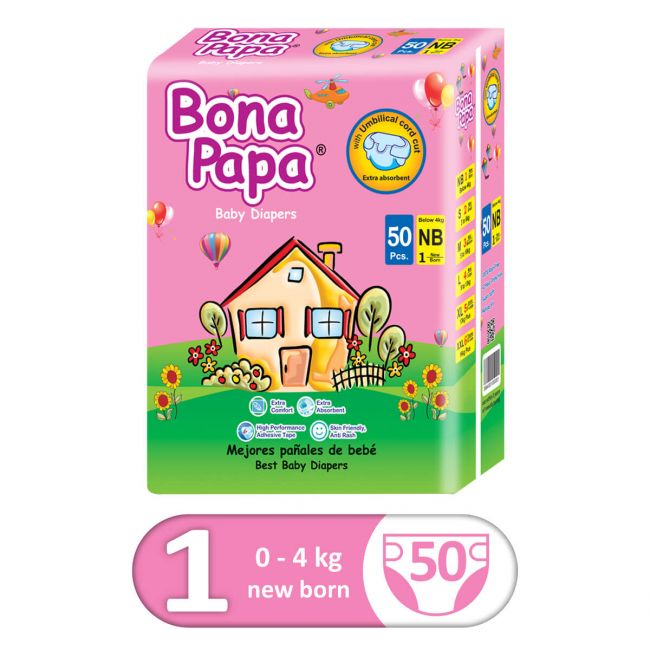 Bona Papa Super Diapers Economy Pack New Born 50Pcs