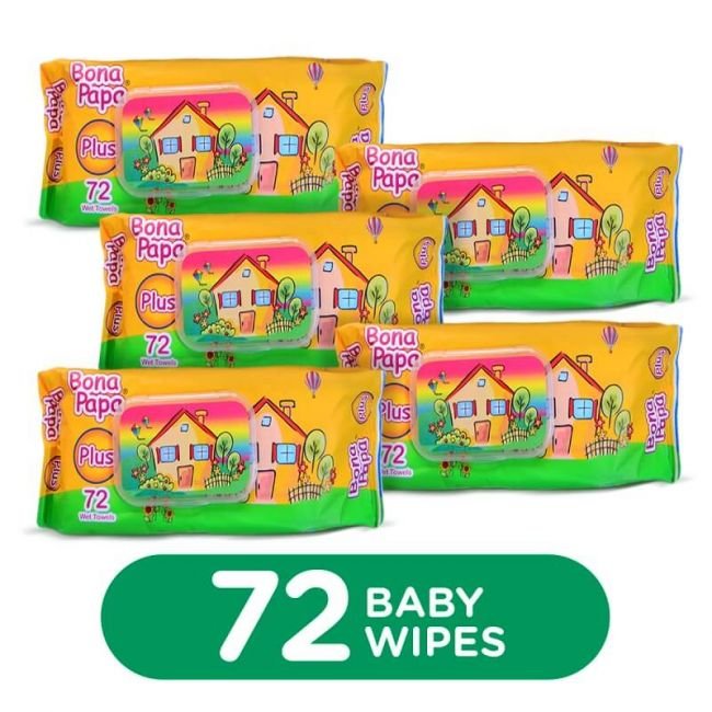 Bona Papa Baby Wipes Plus 72Pcs (Pack of 5)