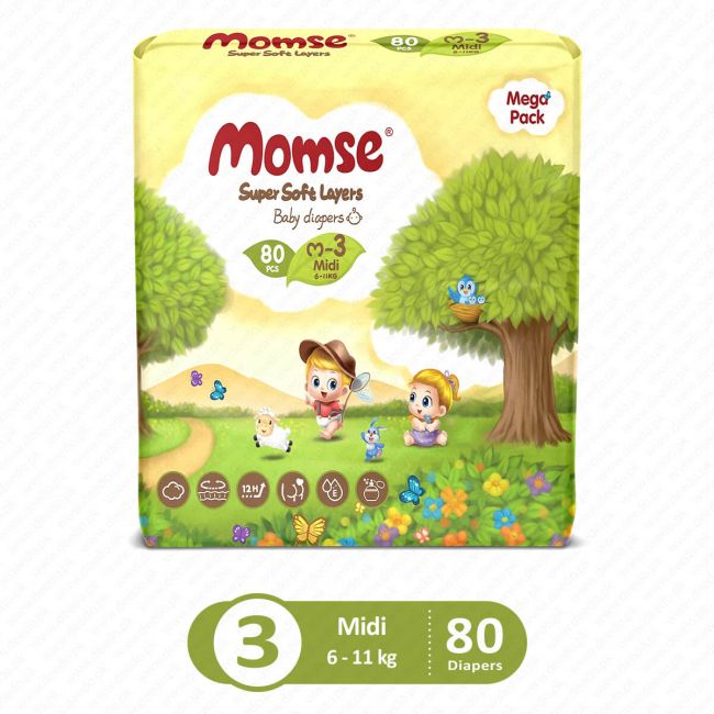 Momse Diapers Mega Pack Medium 80Pcs